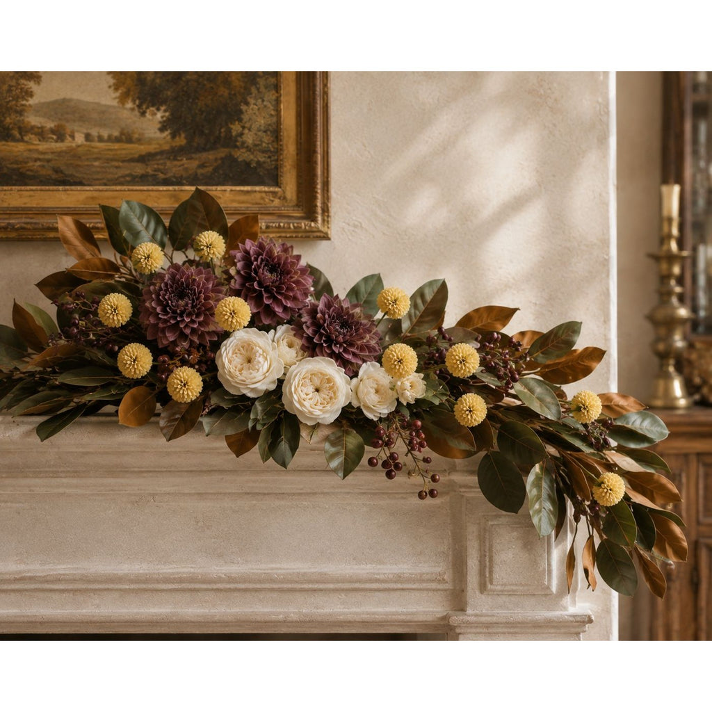 Light Autumn Yellow Pom Pom Chrysanthemum Stems Set of 2, 20 Inch Faux Silk Flowers for Fall Arrangements