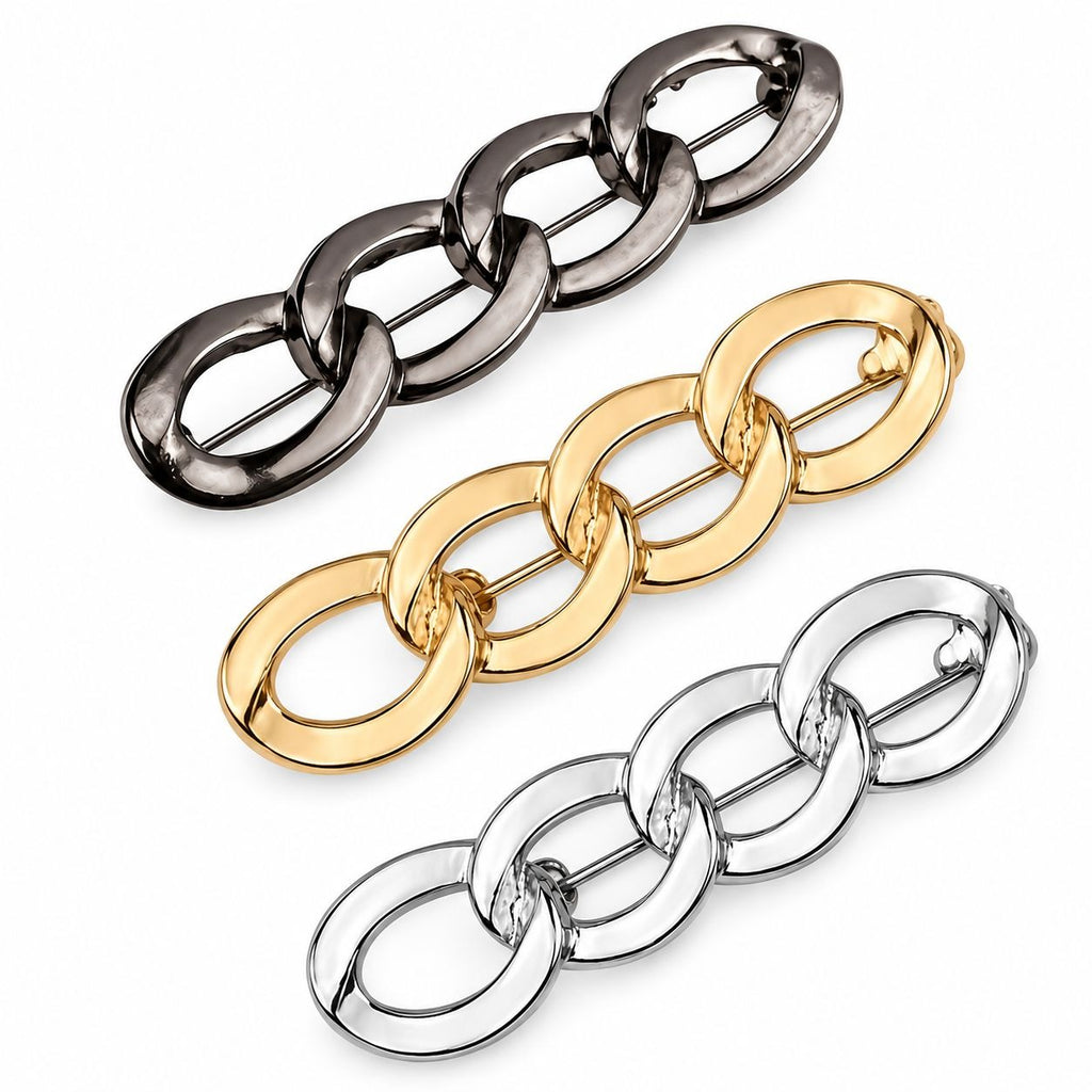3 Chain Link Clothing Jewelry Pins Gold Silver Gunmetal Scarf Dress Vest