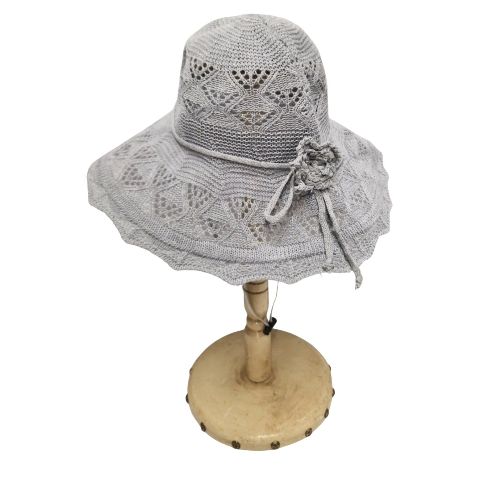 Wide Brim Foldable Sun Hat with Floral Detail