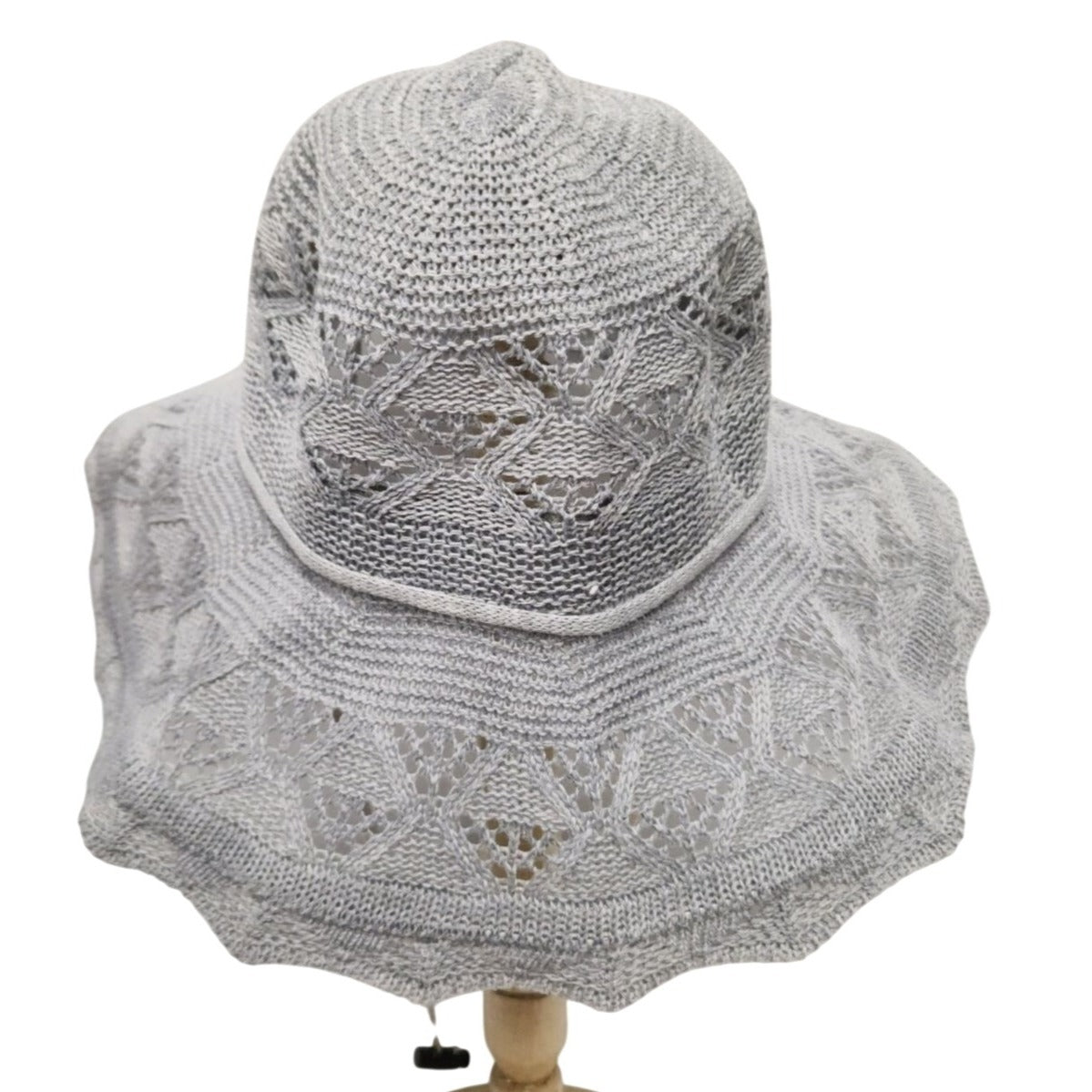 Gray Wide Brim Sun Hat Foldable Womens Summer Beach Hat with Floral Bow UV Protection Travel Garden Hat