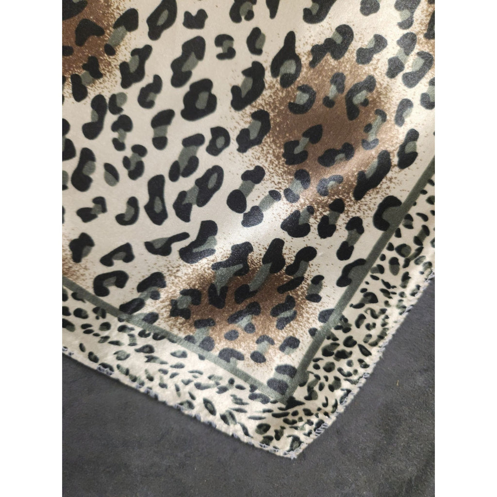 Leopard Print Satin Scarf 20x20 Women's Hair Tie Neck Wrist Wrap