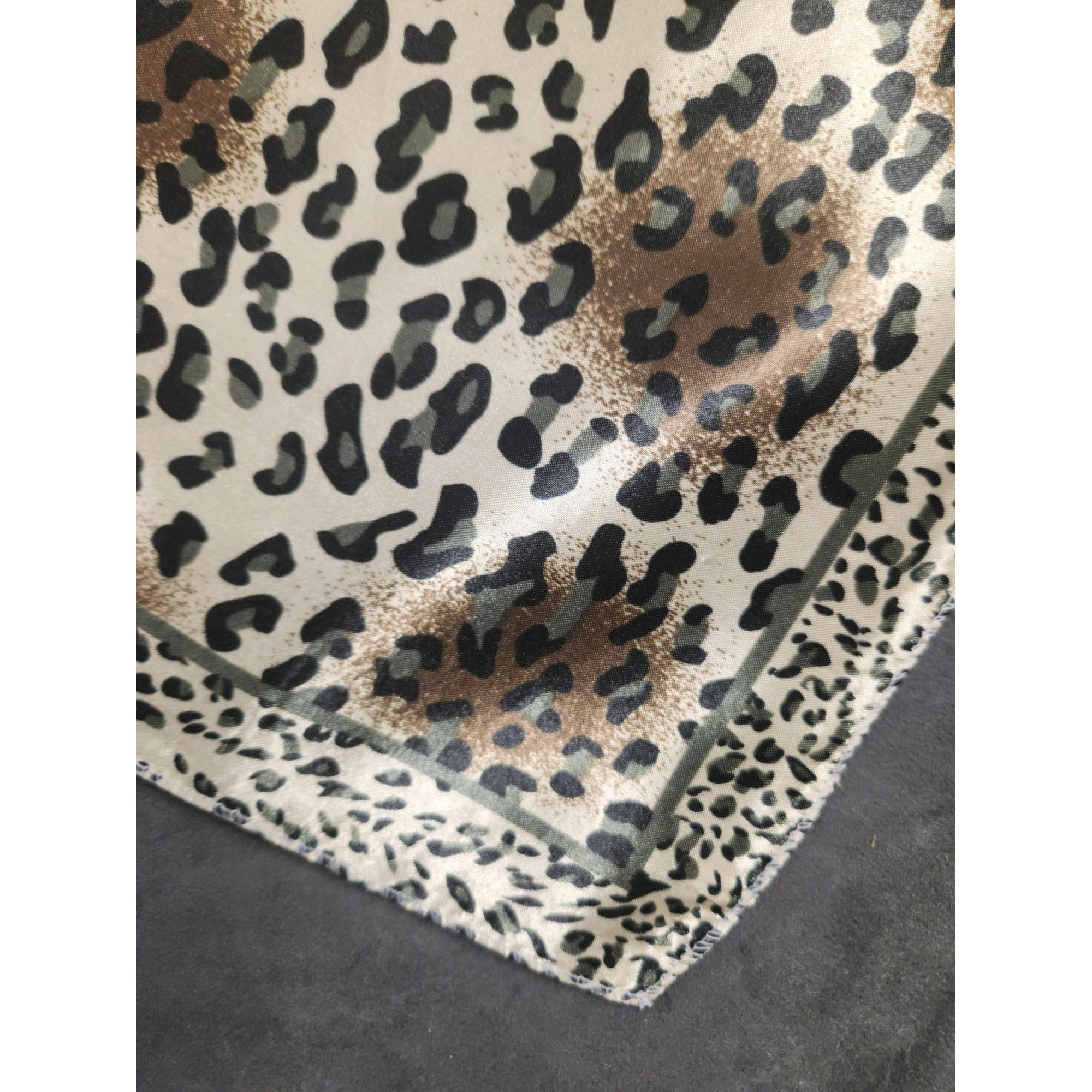 Leopard Print Satin Scarf 20x20 Women's Hair Tie Neck Wrist Wrap