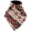 Southwestern Cowl Neck Warmer Scarf 36 x 9.5 Inch Beige Fleece Cowgirl