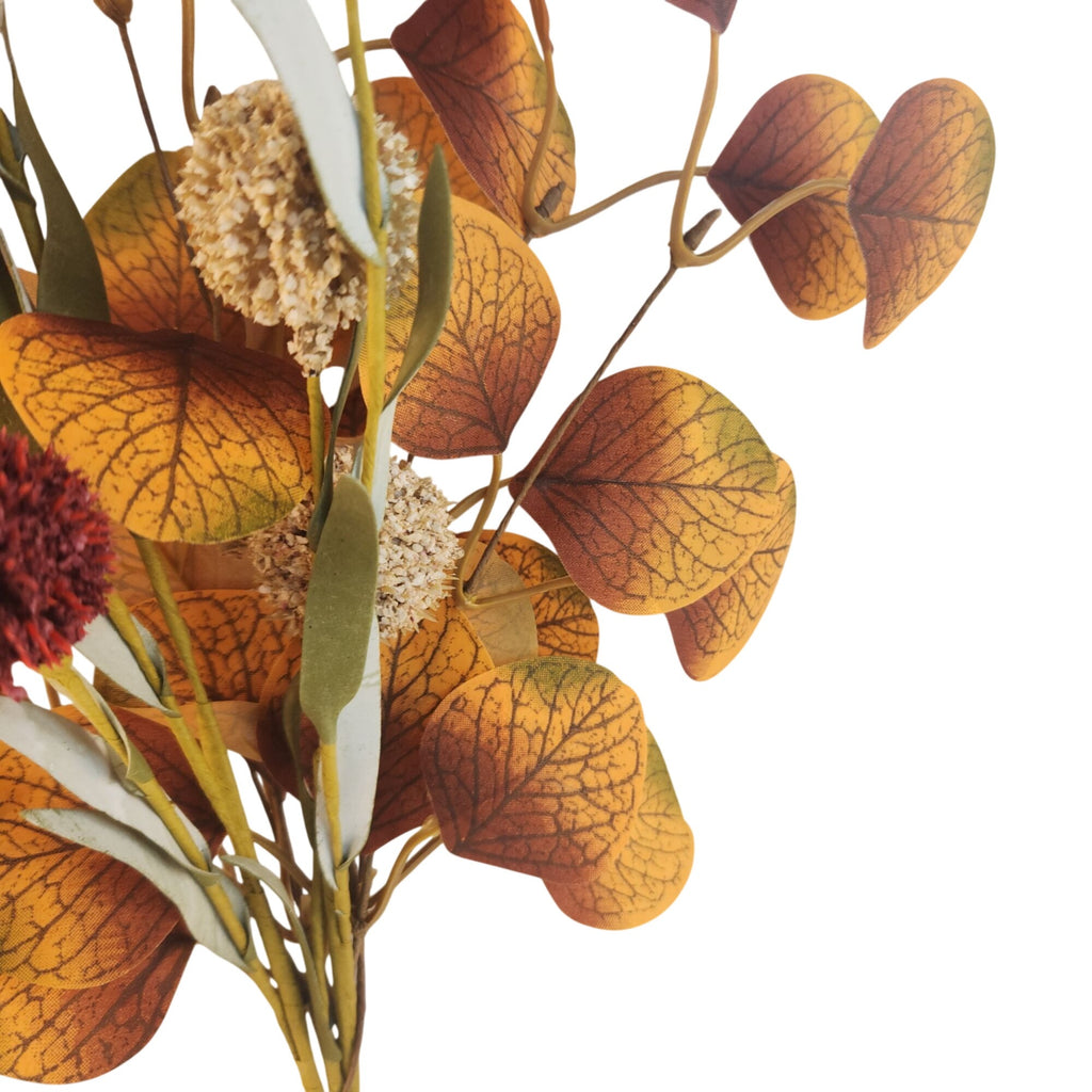 Fall Eucalyptus Stems with Billy Balls, Set of 10, 18 Inch Faux Filler