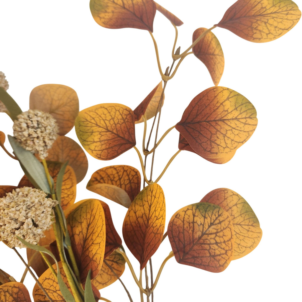 Fall Eucalyptus Stems with Billy Balls, Set of 10, 18 Inch Faux Filler