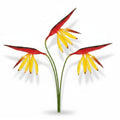 Corkwaw Bird of Paradise Stems Set of 3, Soft Touch Red Yellow Tropical Faux Flowers, Resort Style Coastal Vase Decor