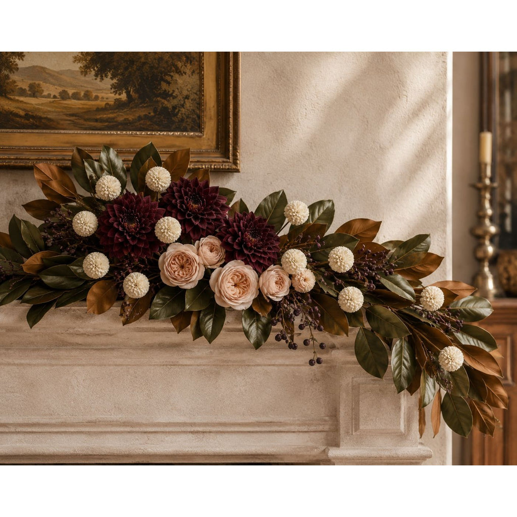 Warm Cream White Pom Pom Chrysanthemum Stems Set of 2, 20 Inch Artificial Silk Flowers