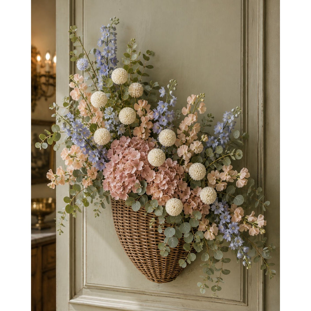 Warm Cream White Pom Pom Chrysanthemum Stems Set of 2, 20 Inch Artificial Silk Flowers