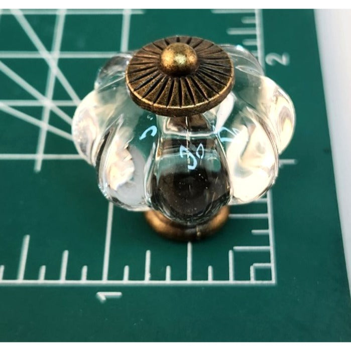 Clear Acrylic Pumpkin Cabinet Knobs Antique Bronze Set of 3 Drawer Pulls Hardware