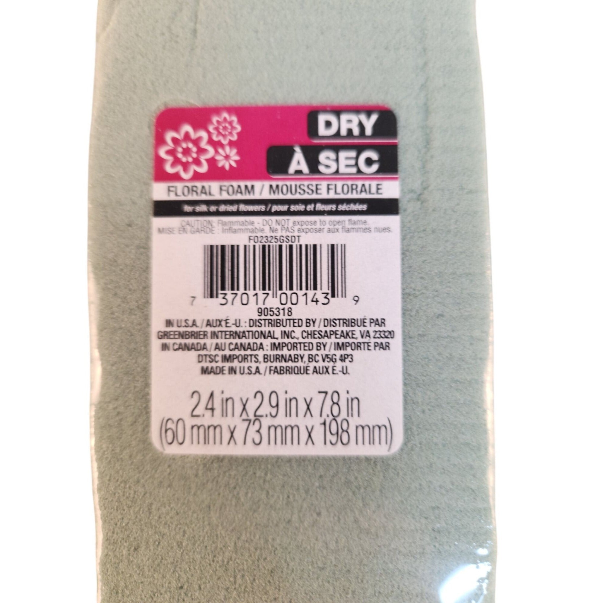 Dry Floral Foam Brick Green Foam for Artificial Silk Dried Flowers Floral Craft Supply Made in USA
