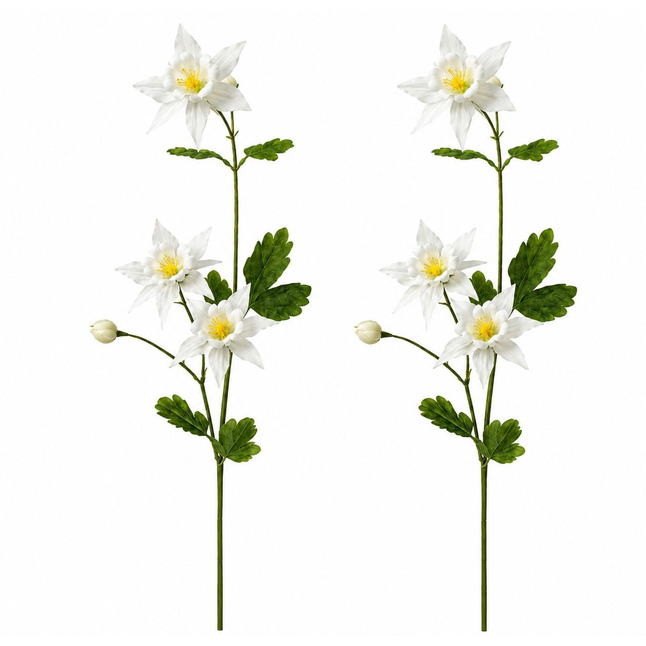 Artificial Columbine Flowers Real Touch White Aquilegia Set of 2 23 Inch Stems for Wreaths and Arrangements