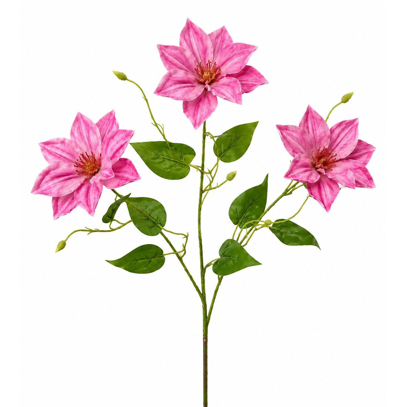 Pink Clematis Stem Faux Flower Branch Floral Stem Cottagecore Wedding Flower Farmhouse Floral Decor Pink Floral Pick 30 Inch Stem
