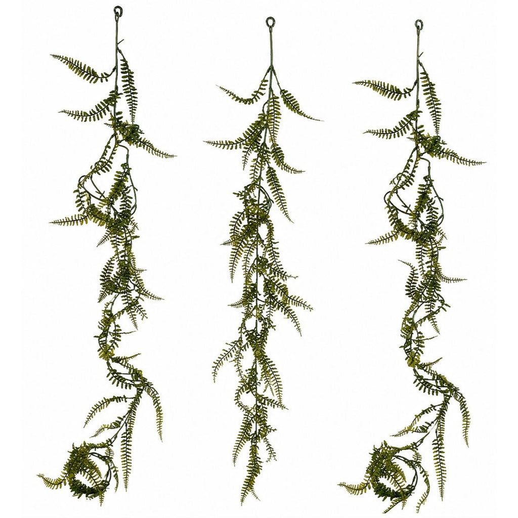 Artificial Fern Garland Set of 3 Hanging Greenery Garlands 5 Foot Trailing Greenery Farmhouse Decor Wedding Arch Mantel Garland
