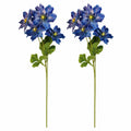 Blue Purple Real Touch Flower Stems Set of 2, 24 Inch Faux Flowers for Coastal Cottage, French Country and Bedroom Decor