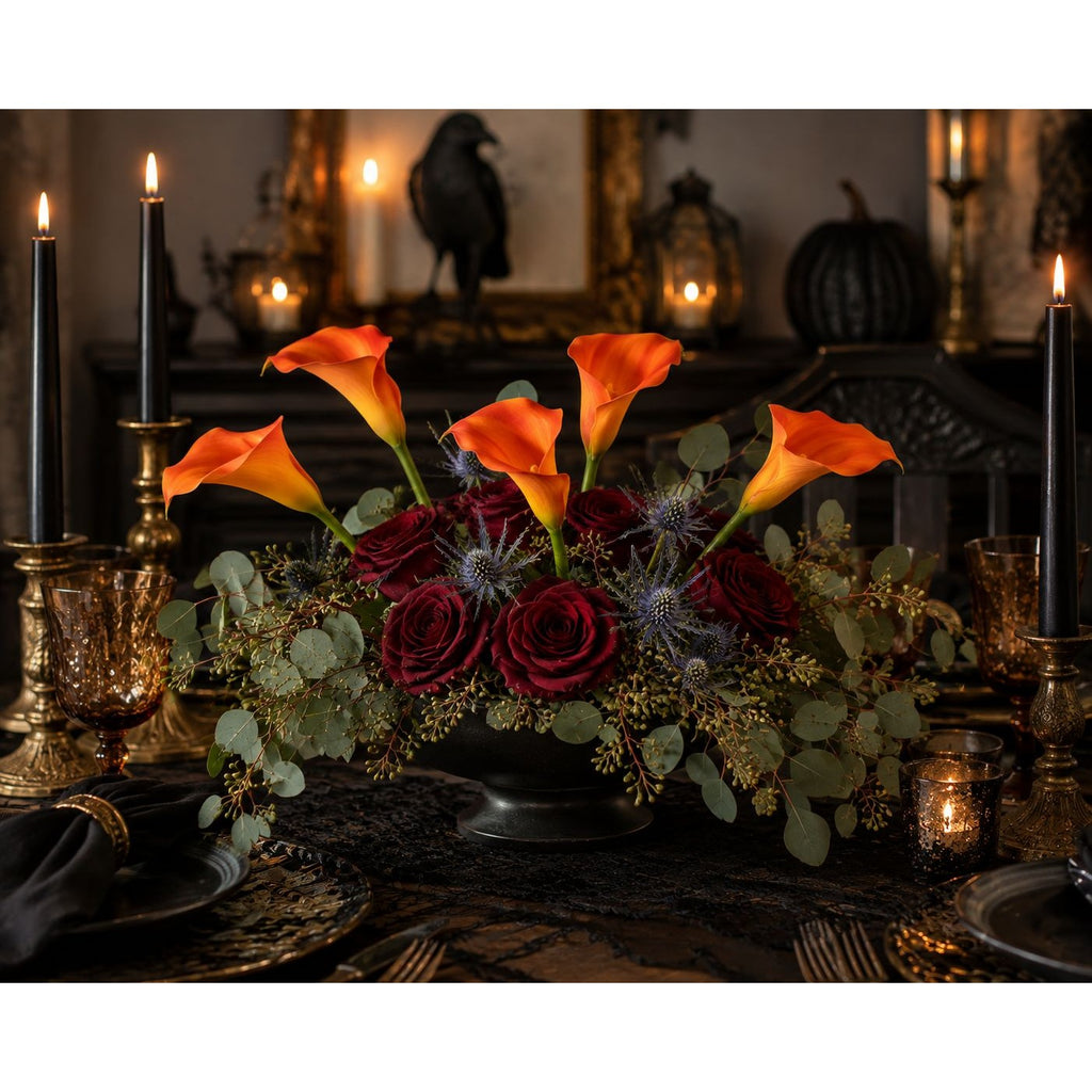 5 Orange Real Touch Calla Lily Stems 15 Inch Artificial Fall Flowers Halloween Wedding Decor