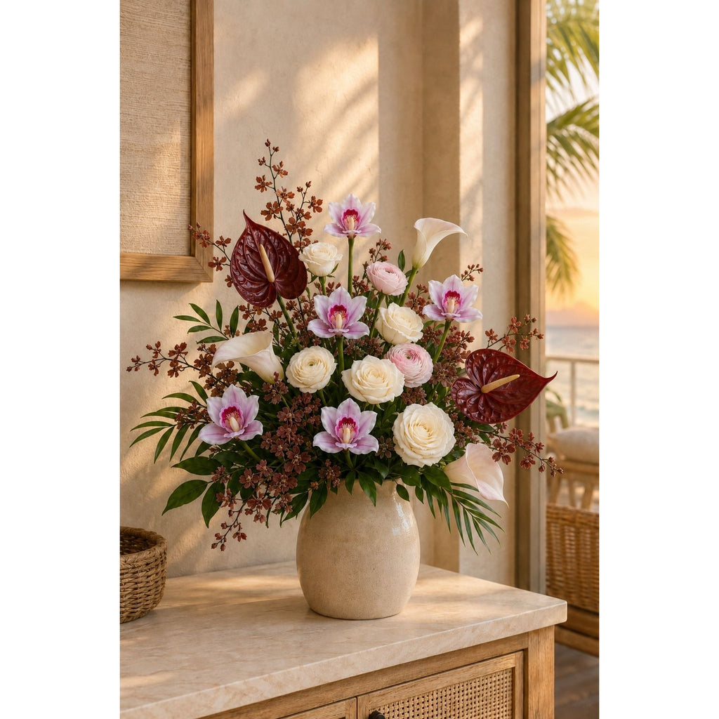 Pink Purple Real Touch Cymbidium Orchids, Set of 5 Artificial Flower Stems, 15 Inch Minimalist Spa Decor, Wedding Bouquet, Hair Flowers