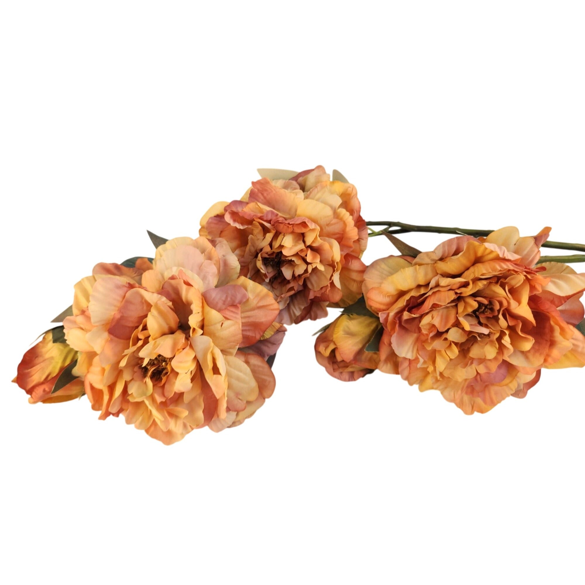 Faux Peony Stem Peach Coral 18 Inch Artificial Silk Flower Wedding Decor