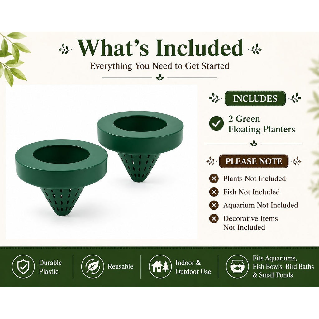 Set of 2 Floating Aquarium Planters, Floating Fish Bowl Planter, Hydroponic Basket, Betta Tank Plant Holder, Bird Bath Floating Planter