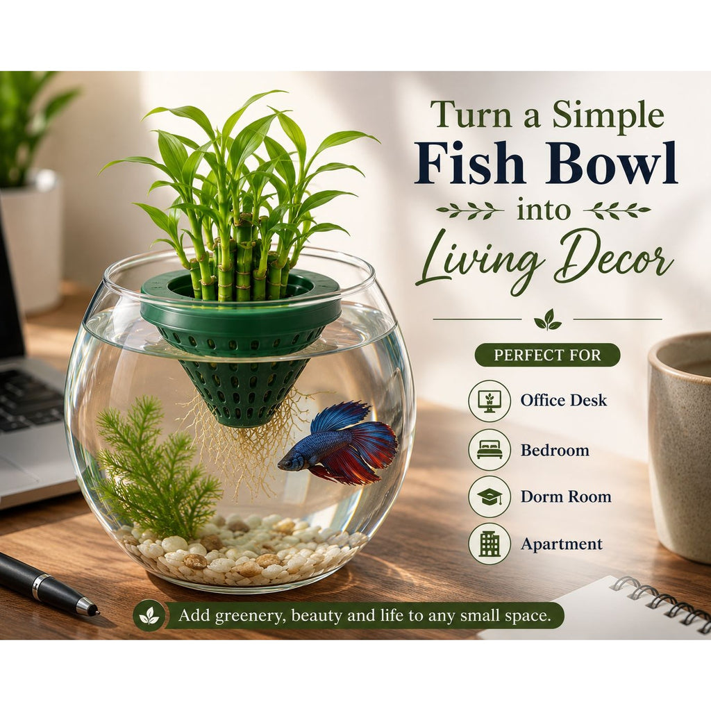Set of 2 Floating Aquarium Planters, Floating Fish Bowl Planter, Hydroponic Basket, Betta Tank Plant Holder, Bird Bath Floating Planter