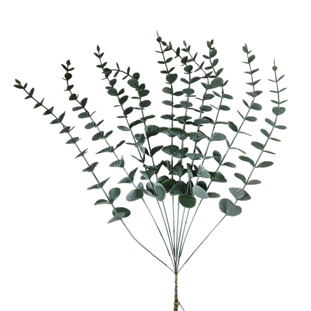 Artificial Eucalyptus Stems Set of 27, Mixed Faux Greenery 13-15 Inch