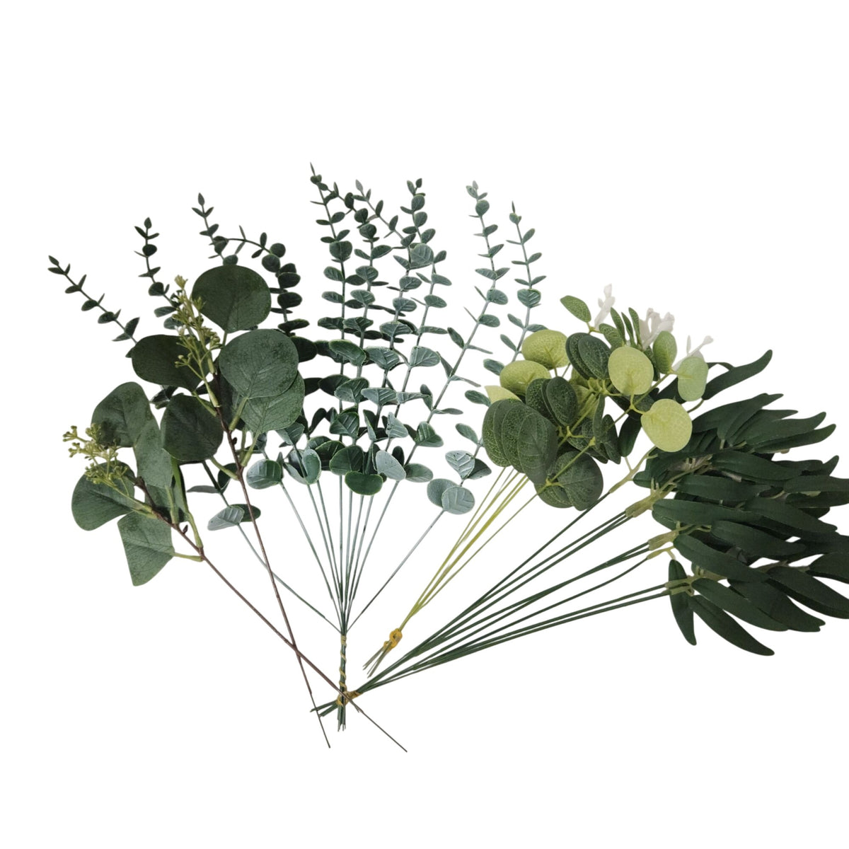 Artificial Eucalyptus Stems Set of 27, Mixed Faux Greenery 13-15 Inch