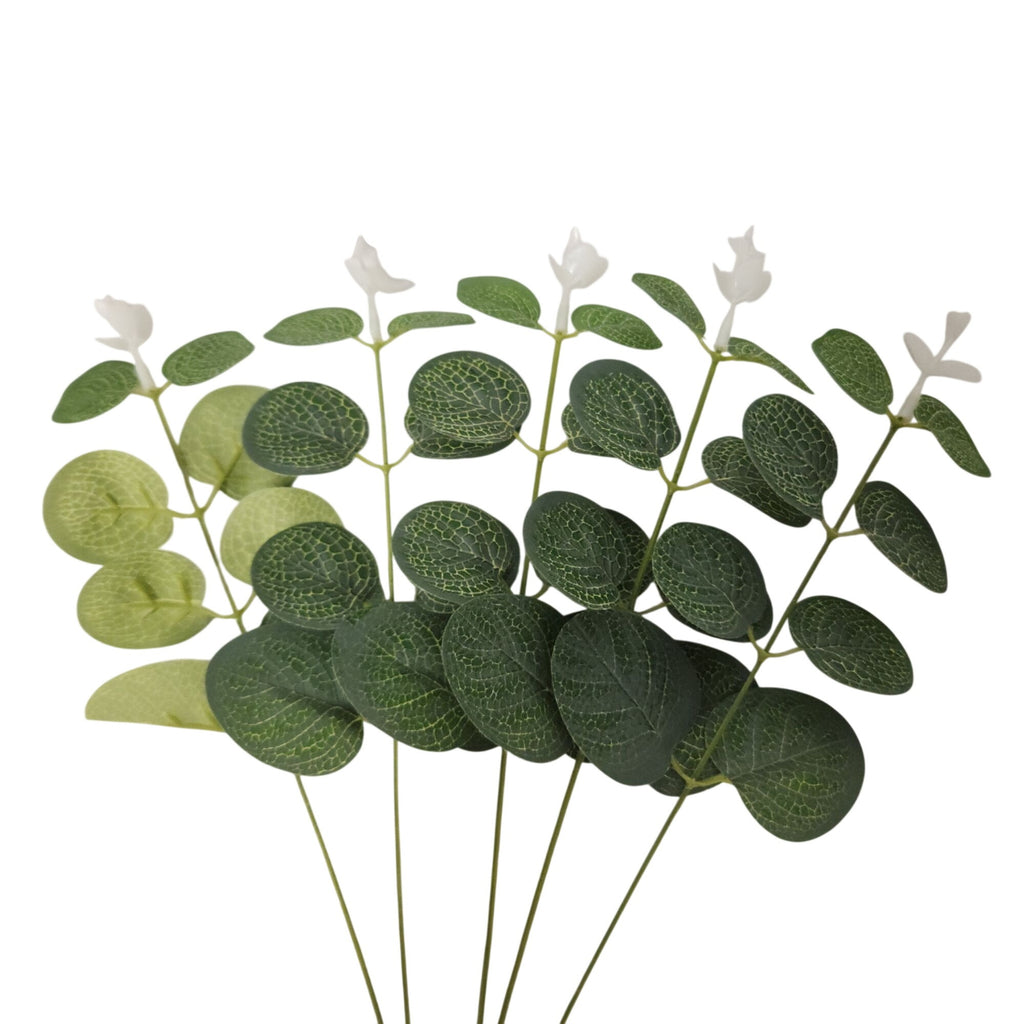Artificial Eucalyptus Stems Set of 27, Mixed Faux Greenery 13-15 Inch