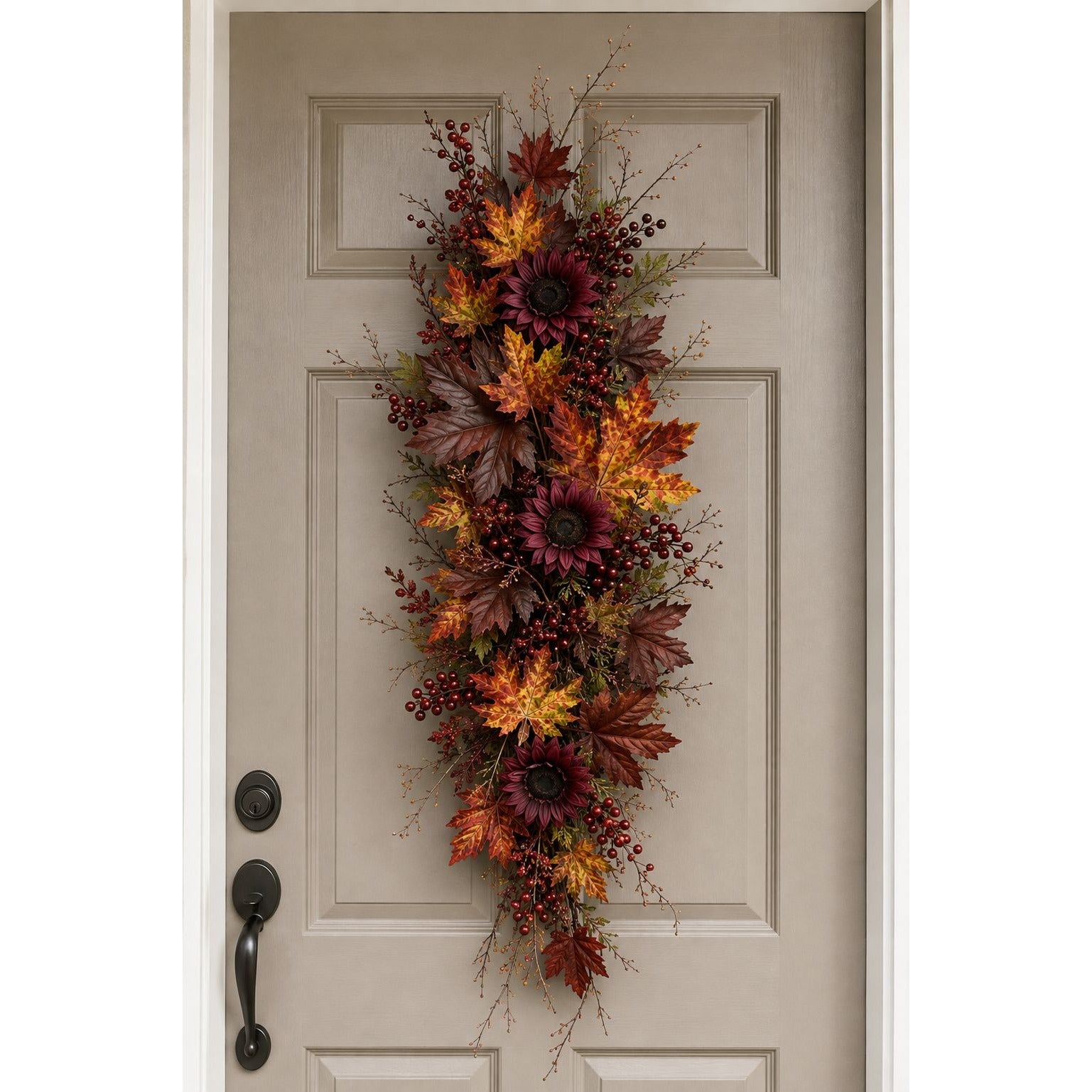 16 Artificial Fall Maple Leaves, Golden Yellow Burnt Orange Burgundy Red, Thanksgiving Table Decor and Wreath Craft Supply