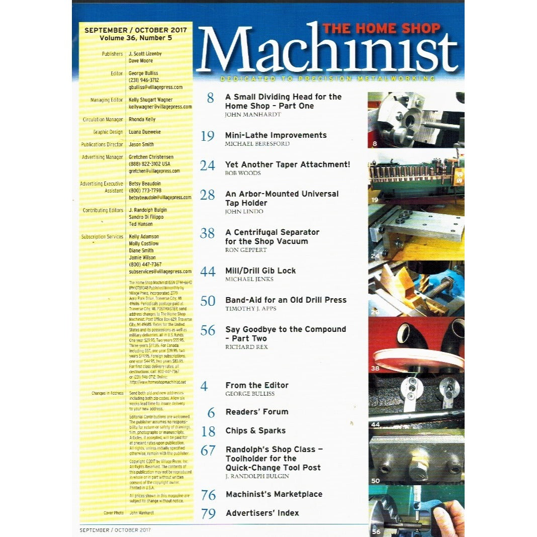 The Home Shop Machinist Sept./Oct. 2017 Vol.36 No.5 Metalworking Magazine