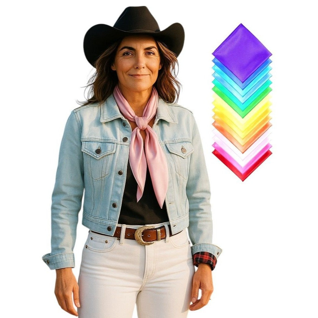 Teal Blue Wild Rag Scarf 35x35 Satin Western Cowgirl Cowboy Bandana