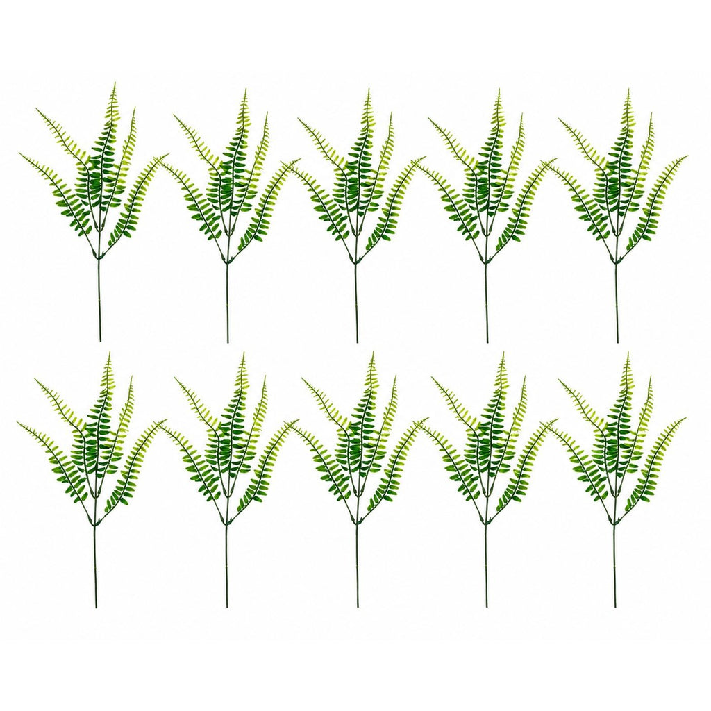Artificial Boston Fern Picks Set of 10, 15 Inch Faux Fern Greenery, Floral Filler for Wreaths, Centerpieces, Wedding Decor & Arrangements