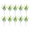 Artificial Boston Fern Picks Set of 10, 15 Inch Faux Fern Greenery, Floral Filler for Wreaths, Centerpieces, Wedding Decor & Arrangements