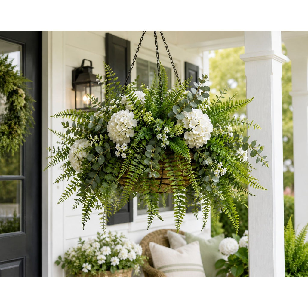 Artificial Boston Fern Picks Set of 10, 15 Inch Faux Fern Greenery, Floral Filler for Wreaths, Centerpieces, Wedding Decor & Arrangements