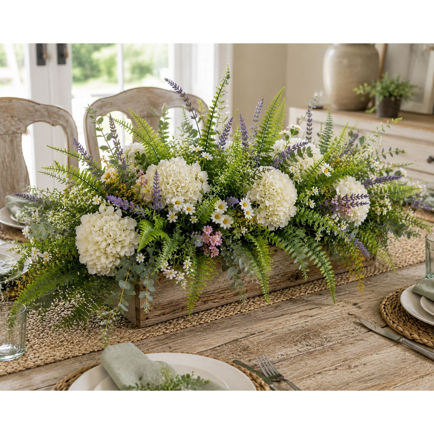Artificial Boston Fern Picks Set of 10, 15 Inch Faux Fern Greenery, Floral Filler for Wreaths, Centerpieces, Wedding Decor & Arrangements