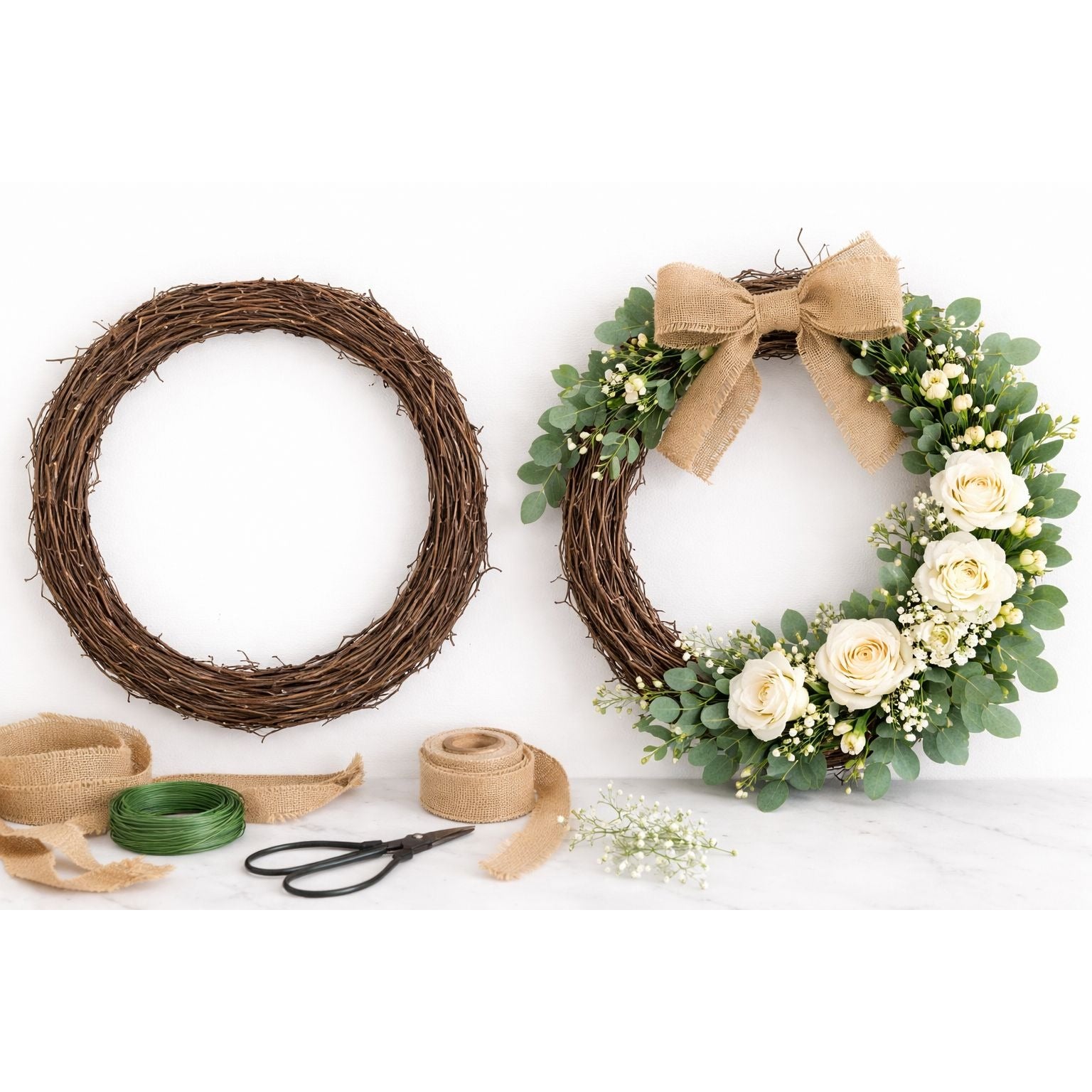 12 Inch Grapevine Wreath Set of 2 – Natural Rattan Vine Wreath Base