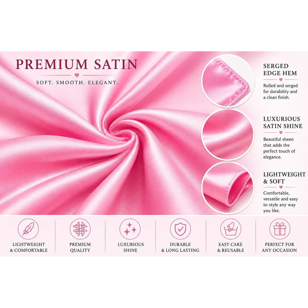 Pink Satin Pocket Square 9x9 Mens Handkerchief Wedding Suit Formal Prom Unisex