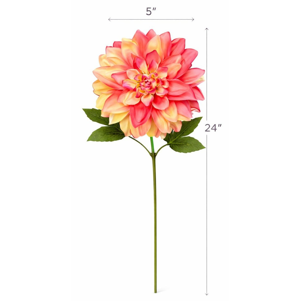 Artificial flower with measurements on a white background