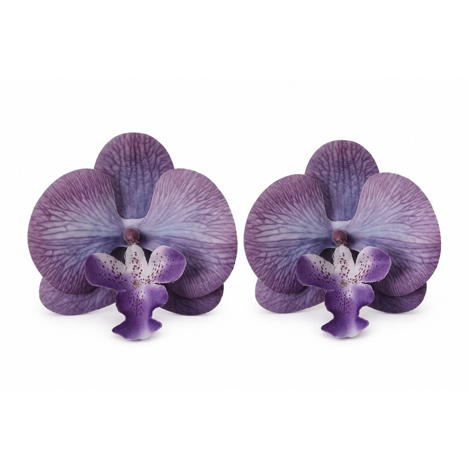 Real Touch Orchid Heads Set of 2 Purple Phalaenopsis Blooms 3.5 Inch for Corsage Boutonniere Wreath Crafts