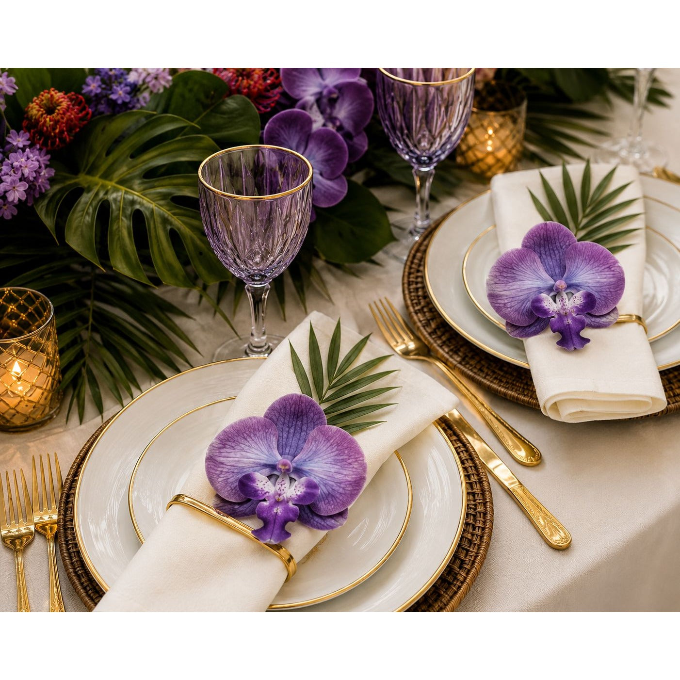 Real Touch Orchid Heads Set of 2 Purple Phalaenopsis Blooms 3.5 Inch for Corsage Boutonniere Wreath Crafts