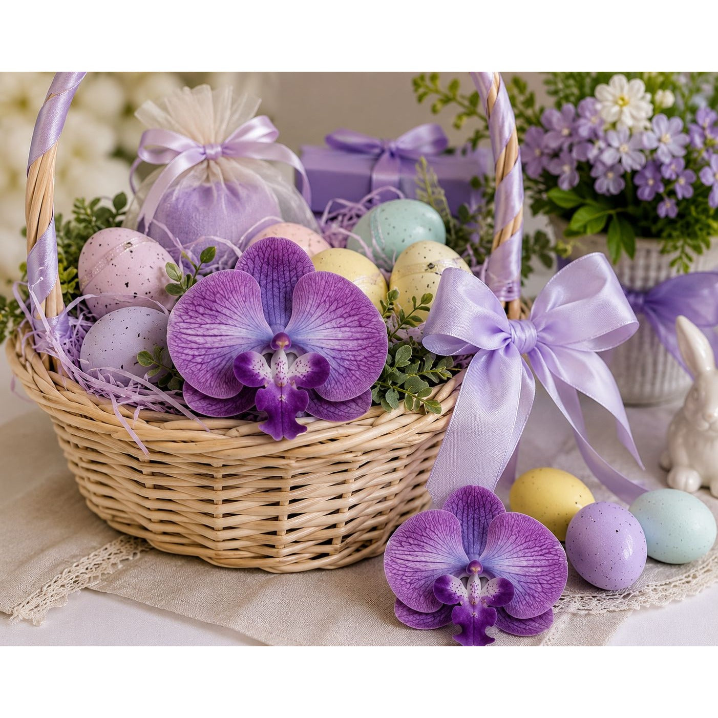 Real Touch Orchid Heads Set of 2 Purple Phalaenopsis Blooms 3.5 Inch for Corsage Boutonniere Wreath Crafts