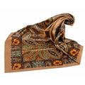 Womens Satin Paisley Square Scarf Camel Sage Green Orange Western Hair Scarf 35x35 Inch