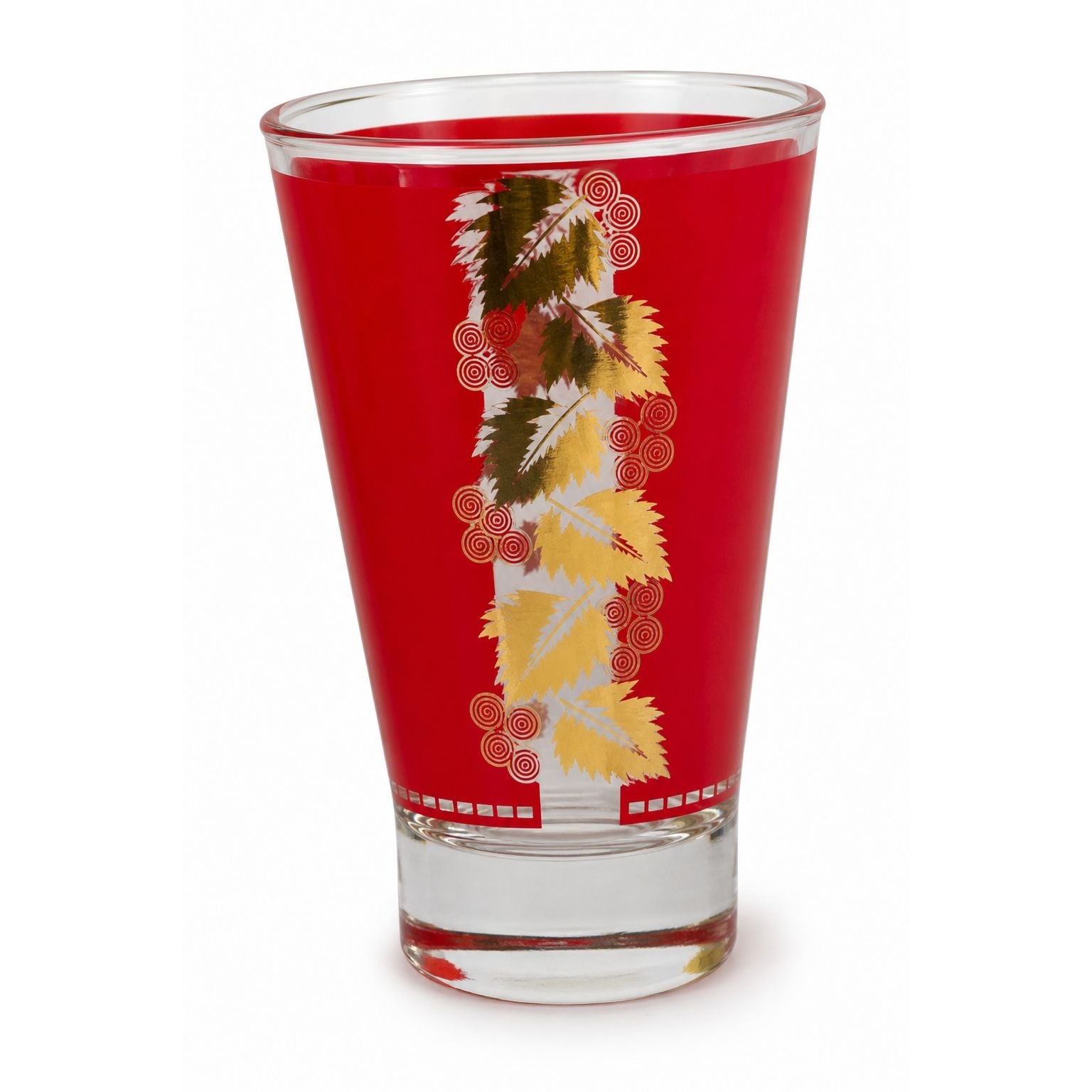 Vintage Libbey Red Grape Leaf Glass, Gold Leaf Barware, Mid Century Cocktail Tumbler, 1950s Retro Drinking Glass, Single Replacement Glass