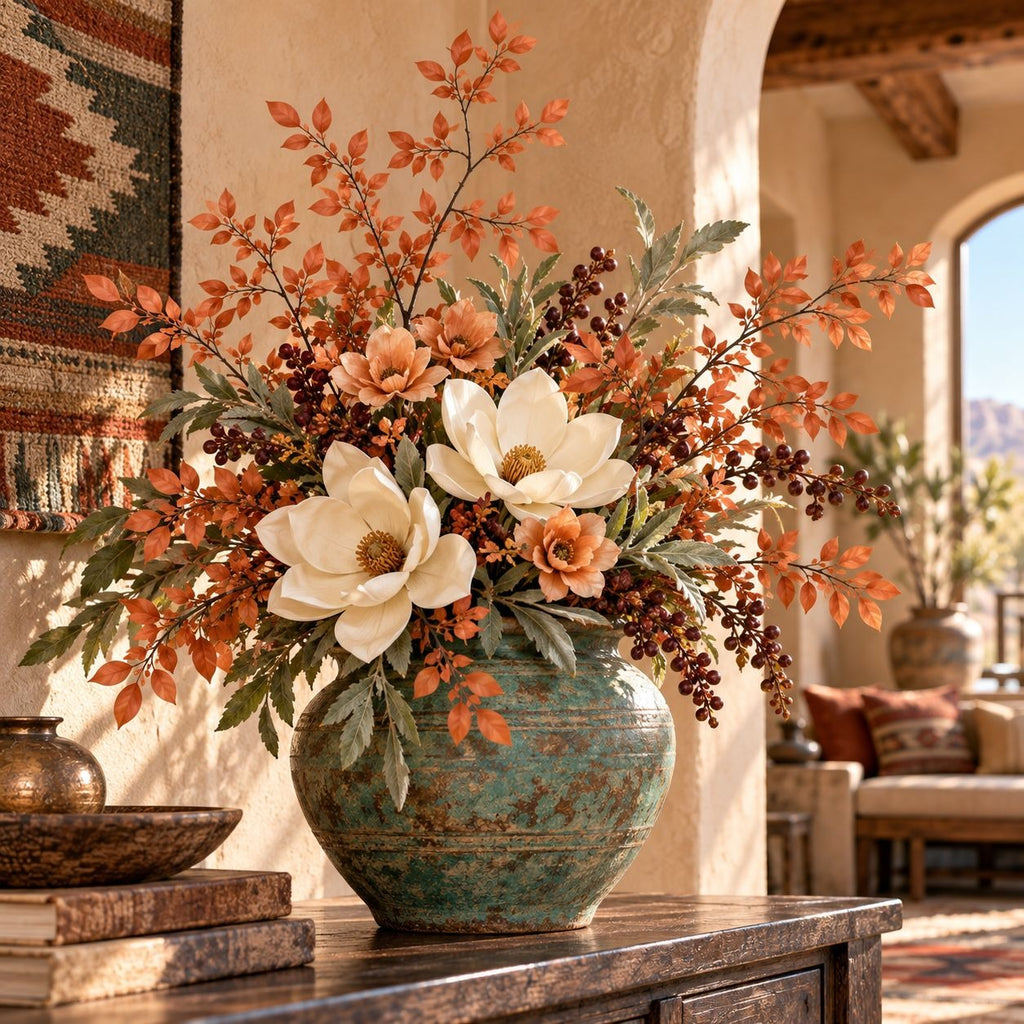Terracotta Artificial Foliage Branches Set of 2, 36-Inch Faux Stems