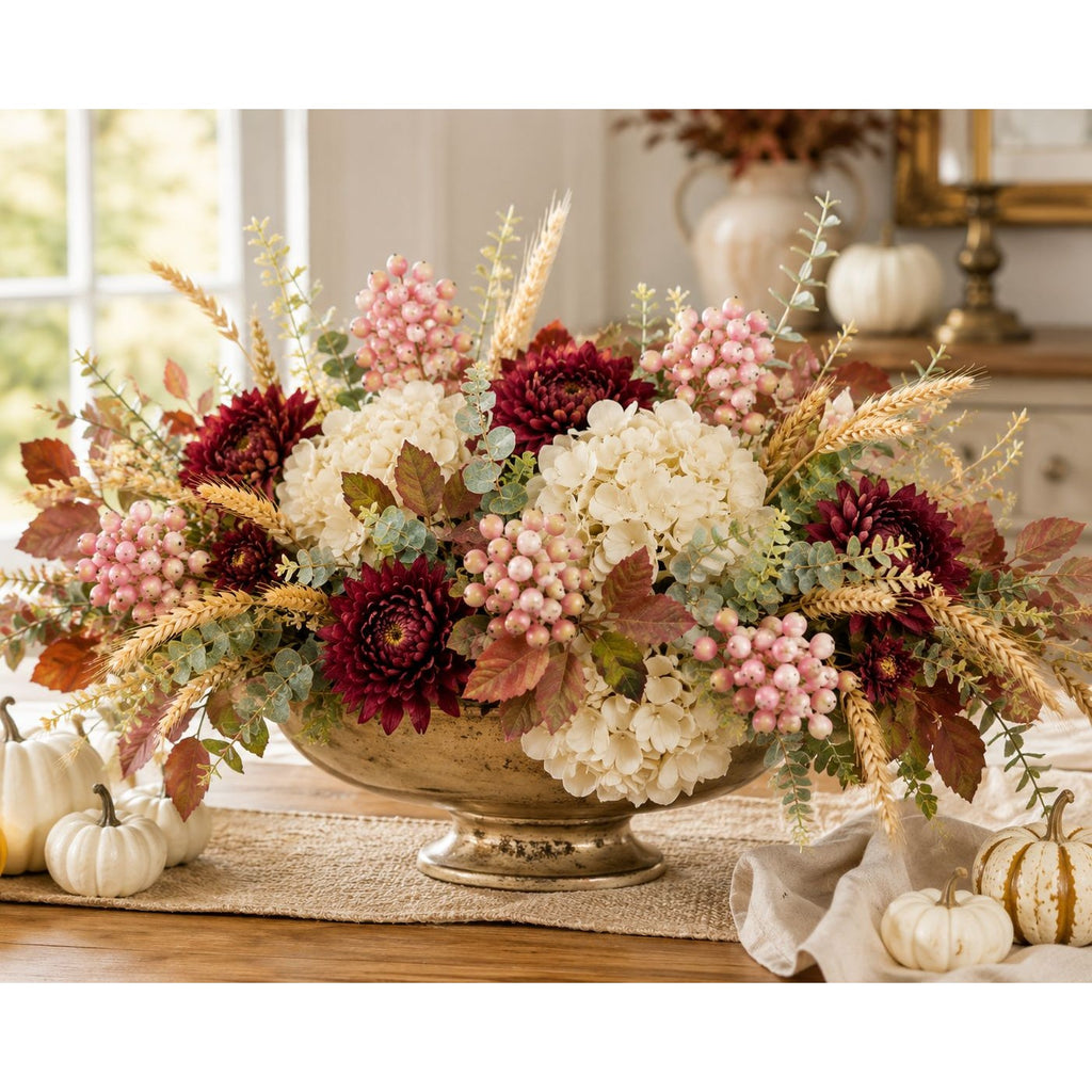 Artificial Blush Pink Berry Picks with Eucalyptus, Set of 5, 14 Inch Wired Stems for Wreaths and Centerpieces