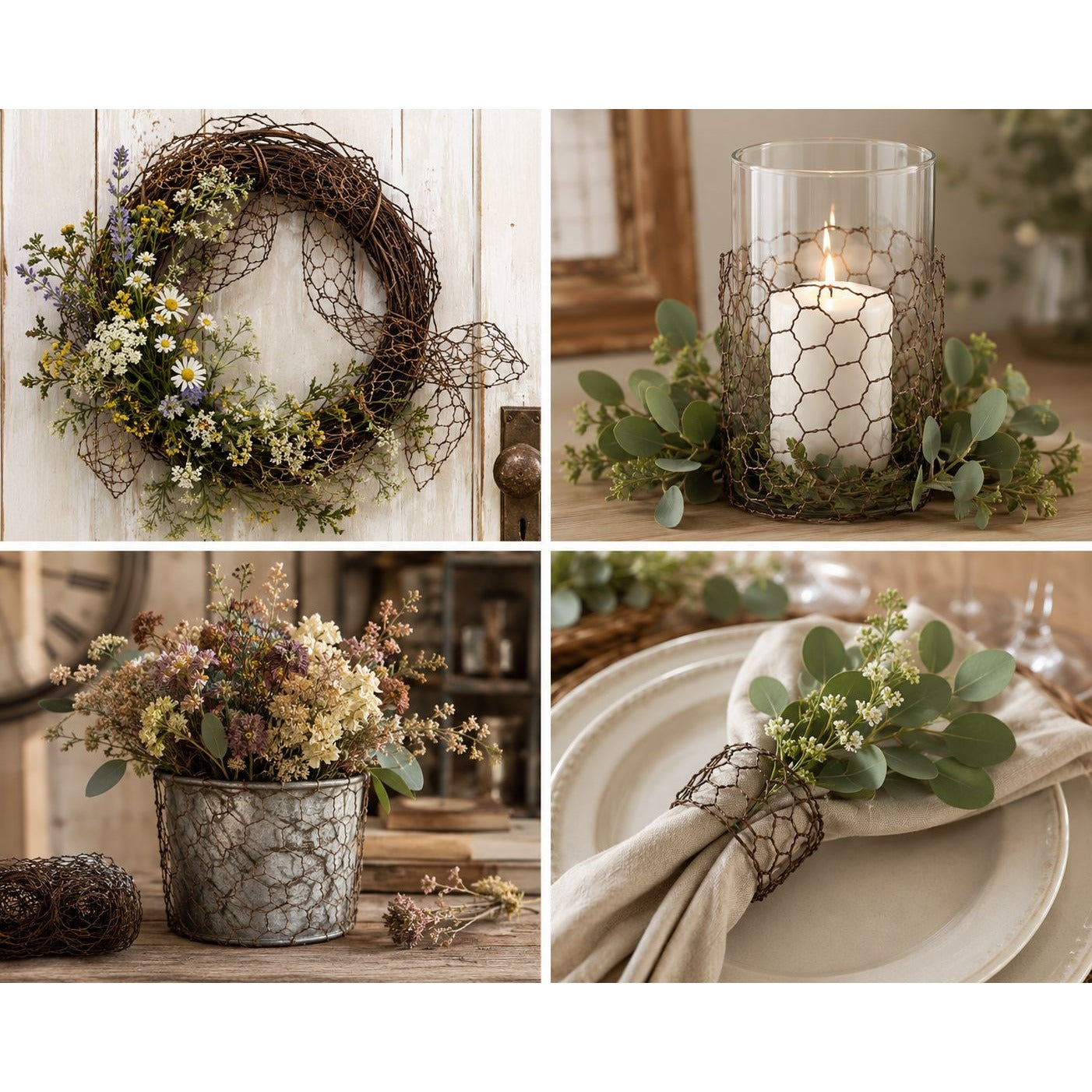 Decorative Brown Chicken Wire Roll 4 Inch x 9.5 Foot Wreath Making Floral Crafts DIY Rustic Farmhouse Garden Wedding Supplies