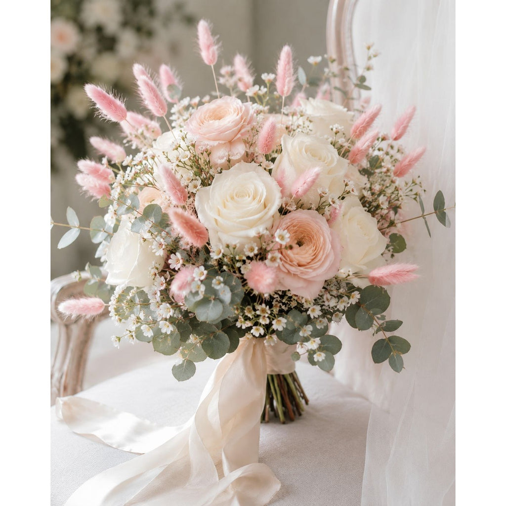 Blush Pink Bunny Tail Grass 80 Stems, 16 Inch Pink Dried Flowers, Dyed Lagurus for Wedding Bouquets Centerpieces