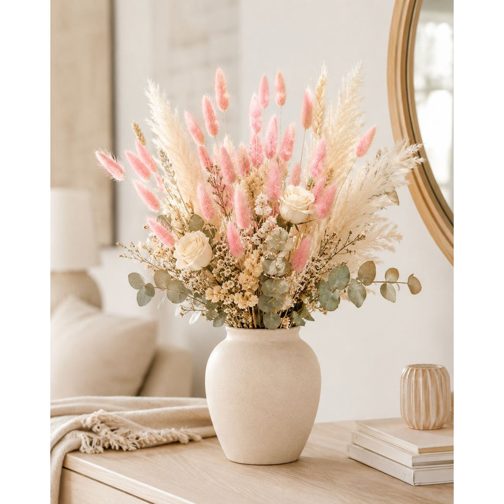 Blush Pink Bunny Tail Grass 80 Stems, 16 Inch Pink Dried Flowers, Dyed Lagurus for Wedding Bouquets Centerpieces
