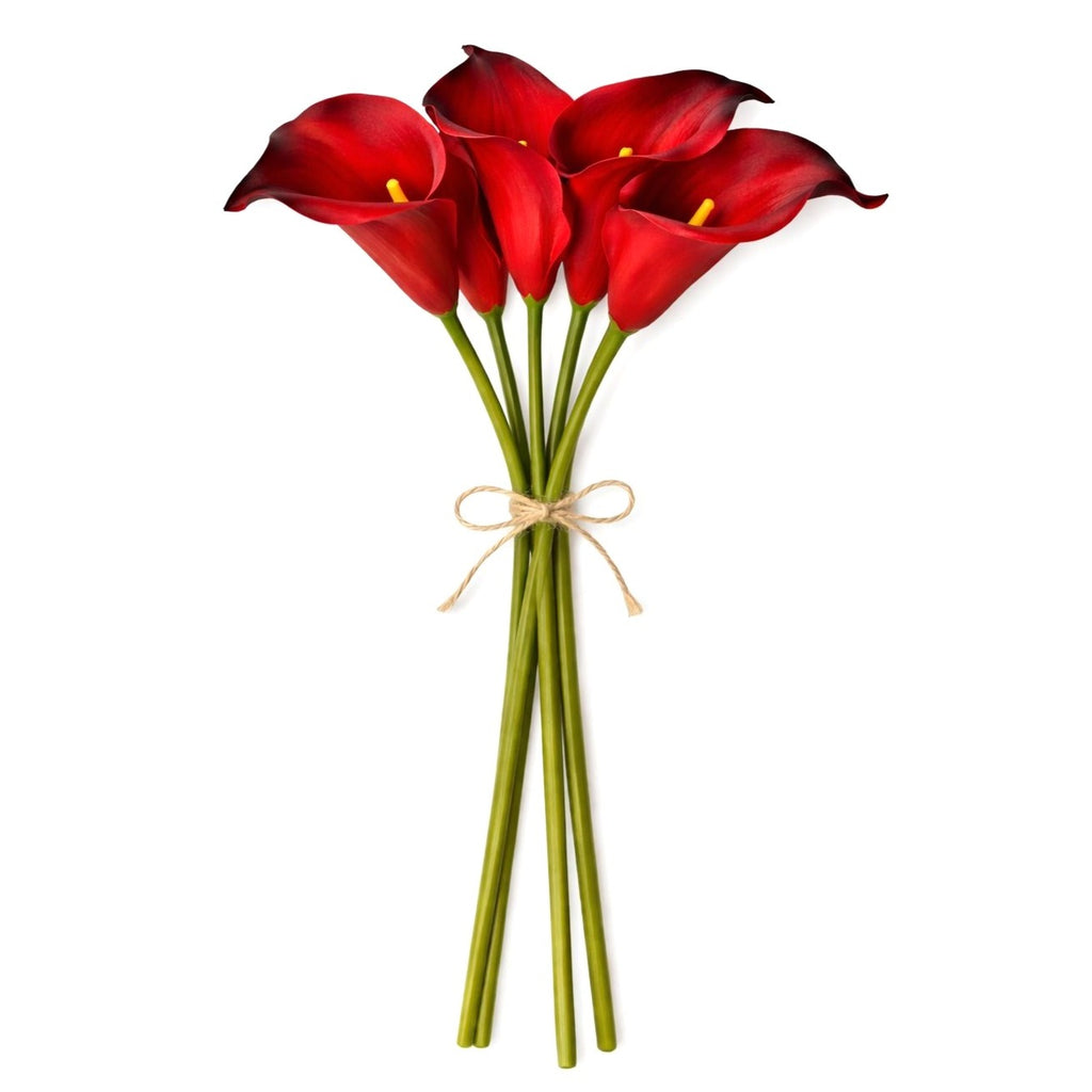 Cherry Red Calla Lily Bundle Real Touch Faux Flowers Deep Red Calla Lilies Dark Tipped Artificial Flowers Wedding Decor