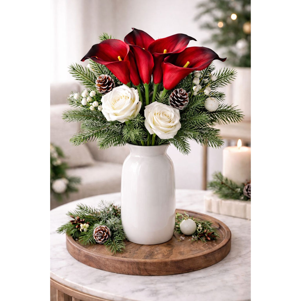Cherry Red Calla Lily Bundle Real Touch Faux Flowers Deep Red Calla Lilies Dark Tipped Artificial Flowers Wedding Decor