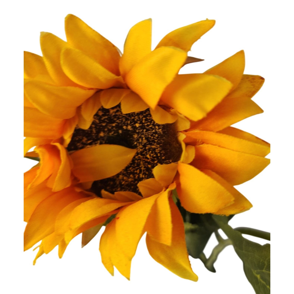 Yellow Artificial Sunflower Stems Set of 3, 17 Inch Faux Silk Flowers