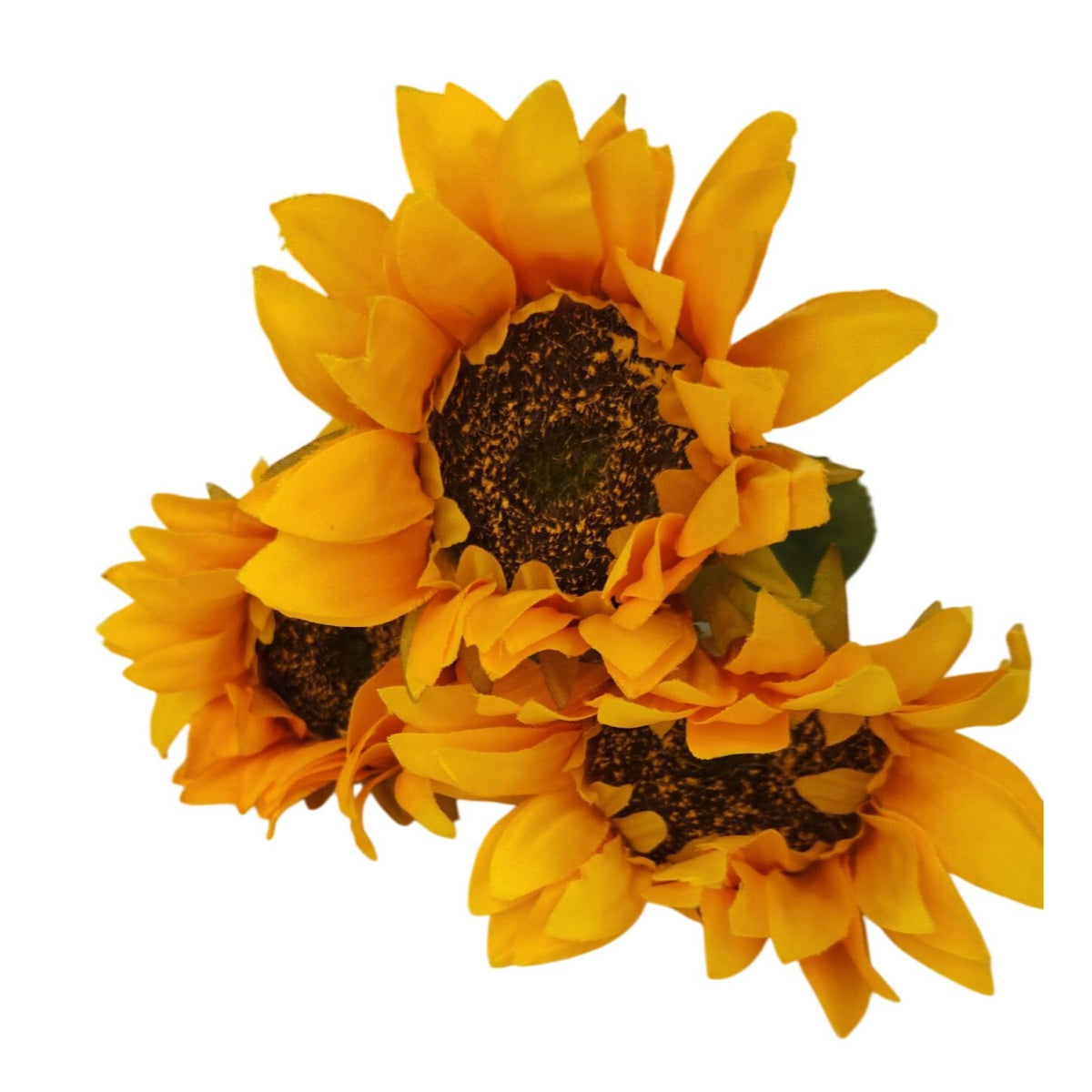Yellow Artificial Sunflower Stems Set of 3, 17 Inch Faux Silk Flowers